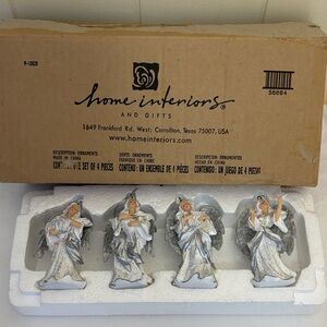 Home Interiors Silver and White Angel Figurine Collection Holiday Ornaments